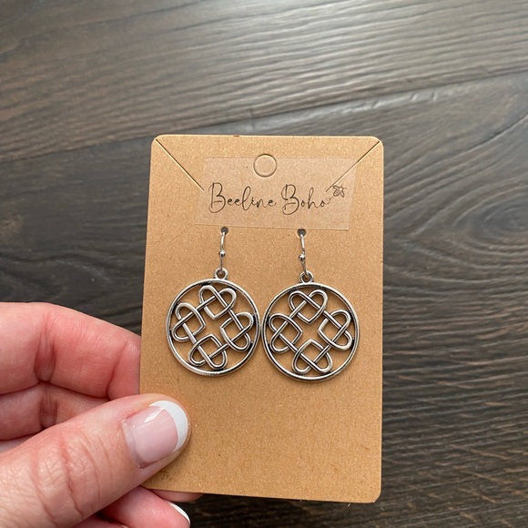 Woven Celtic Heart Earrings - Picture 2 of 3